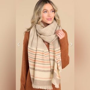 Red Dress Boutique Tan Striped Scarf New NIP
